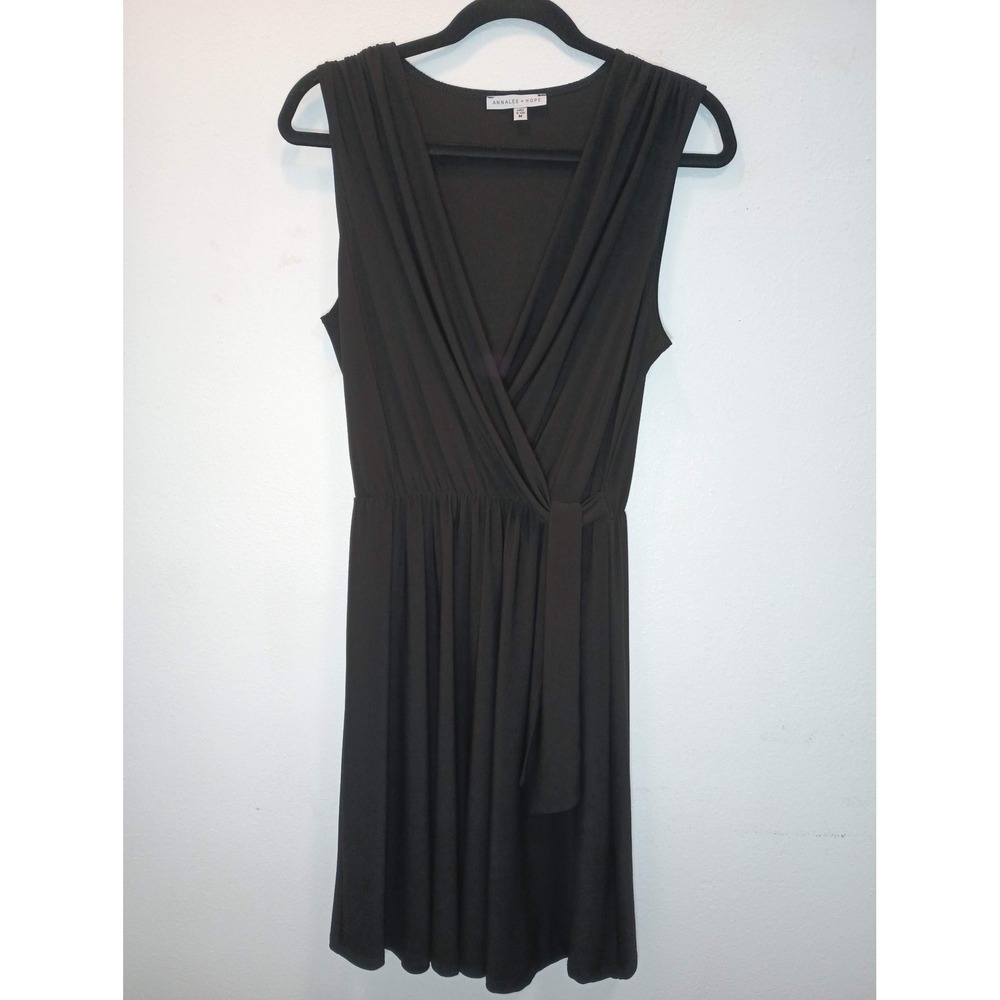 Annalee + Hope Black Sleeveless Faux Wrap Dress Flowy Medium LBD Dance Casual